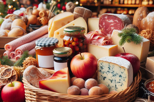 Landwirtschaftliche Produkte auf einem Weihnachtsmarkt
