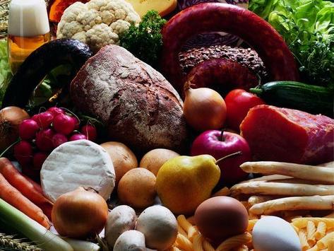 Verschiedene Lebensmittel wie Brot, Eier, Nudeln, Käse, Wurst oder Milch