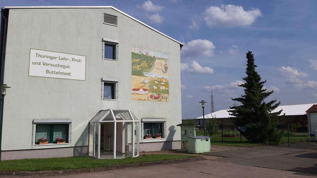 Blick auf das Verwaltungsgebäude des TLPVG in Buttelstedt