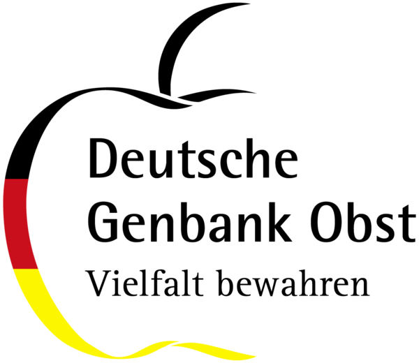 Logo mit einem stilisierten Apfel und dem Schriftzug Deutsche Genbank Obst - Vielfalt bewahren