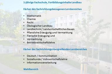 Fortbildungsinhalte der einjährigen Fachschule