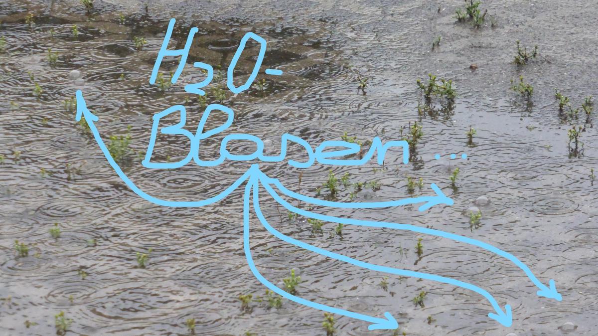 Grafik mit Darstellung von Extremregen - Wasserblasen